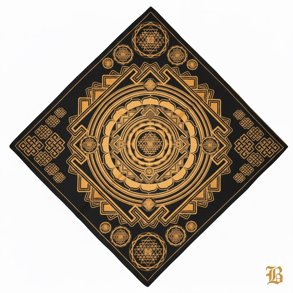 Sri Yantra - Crystal Infused Bandana | Altar Cloth