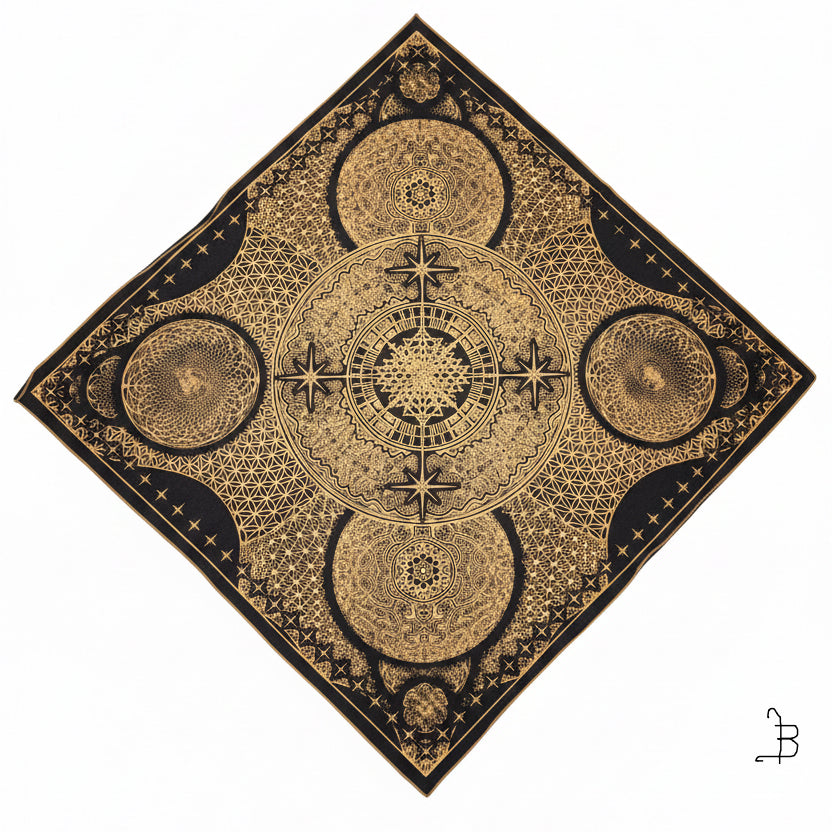 Shipibo Moon - Crystal Infused Bandana | Altar Cloth