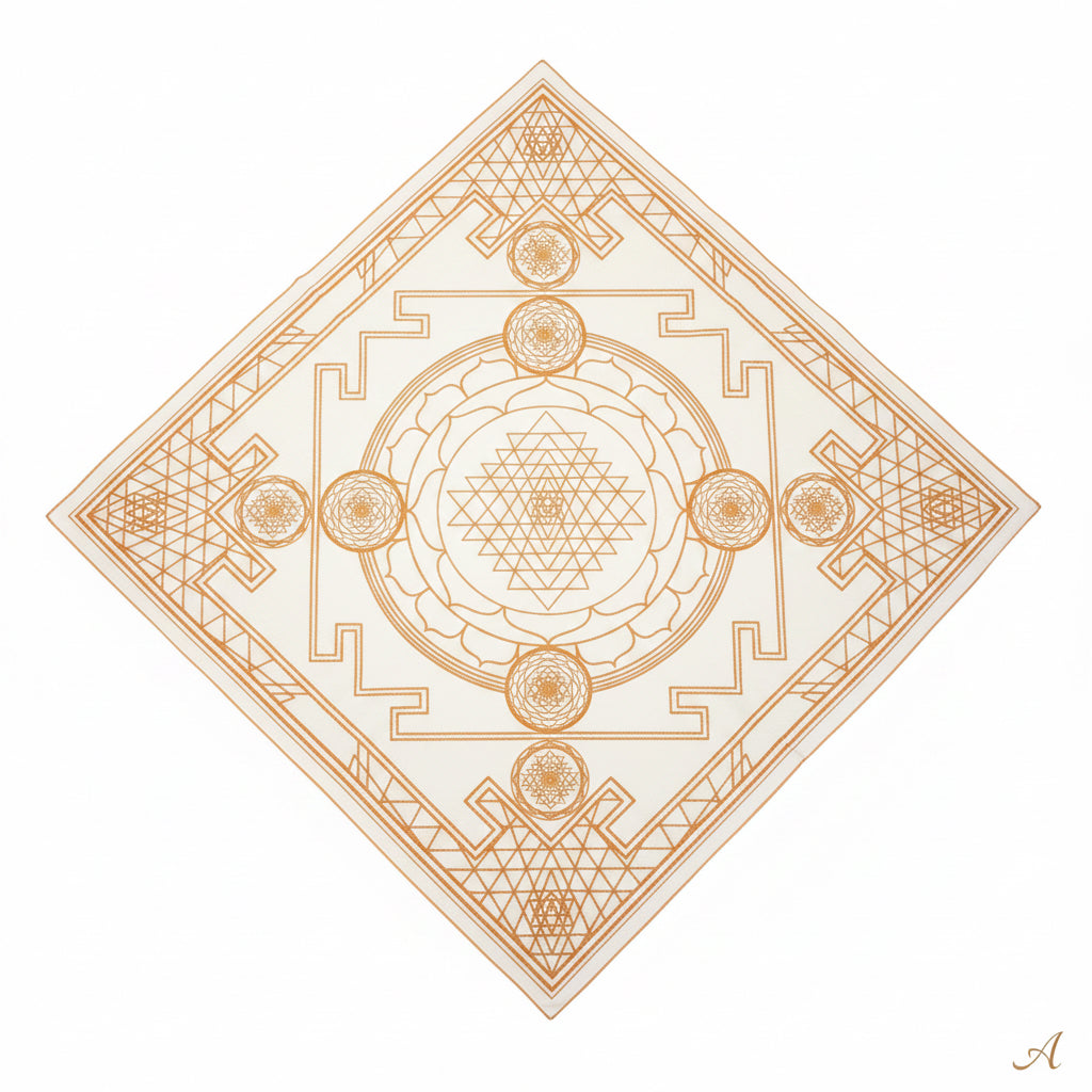 Sri Yantra - Crystal Infused Bandana | Altar Cloth